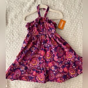 NWT Gymboree purple paisley print halter dress w/bow.and ruffles. Panties  3T